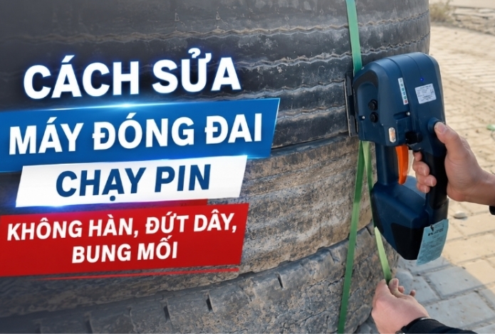 Cách sửa máy đóng đai chạy pin không hàn, đứt dây, bung mối 